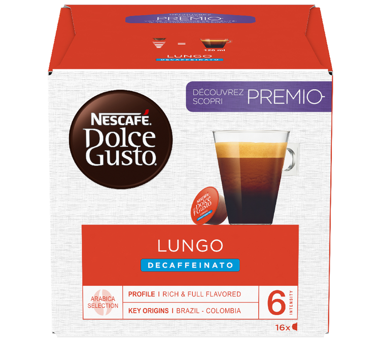 16 cápsulas Decaffeinato Lungo – Nescafé* DOLCE GUSTO