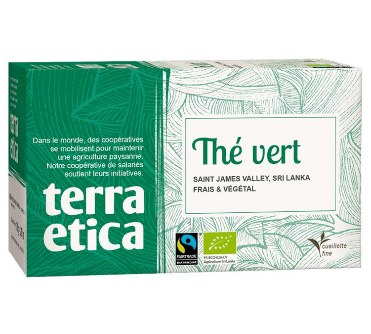 Organic & Fair Trade Sri Lanka Green Tea - 20 tea bags - Terra Etica
