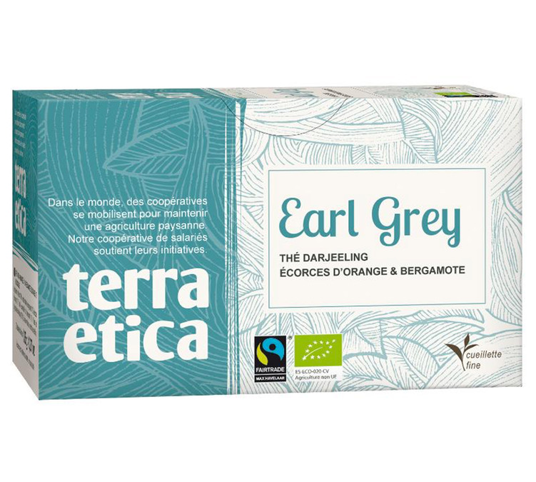 Czarna herbata Earl Grey, ekologiczna i z certyfikatem „Fair Trade” – 20 torebek – Terra Etica.