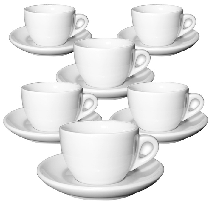 6 chávenas de cappuccino e pires de porcelana, coleção Verona, 19 cl - Ancap