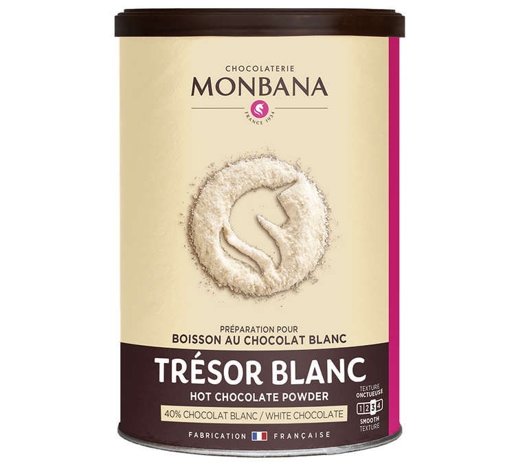 Cioccolato bianco in polvere, linea Trésor Chocolat – confezione da 200 g – MONBANA.