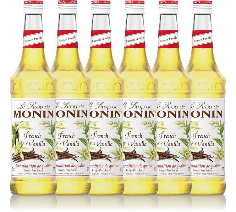 Syrop waniliowy (francuska wanilia) + dozownik do użytku profesjonalnego, 6 butelek po 700 ml – MONIN.