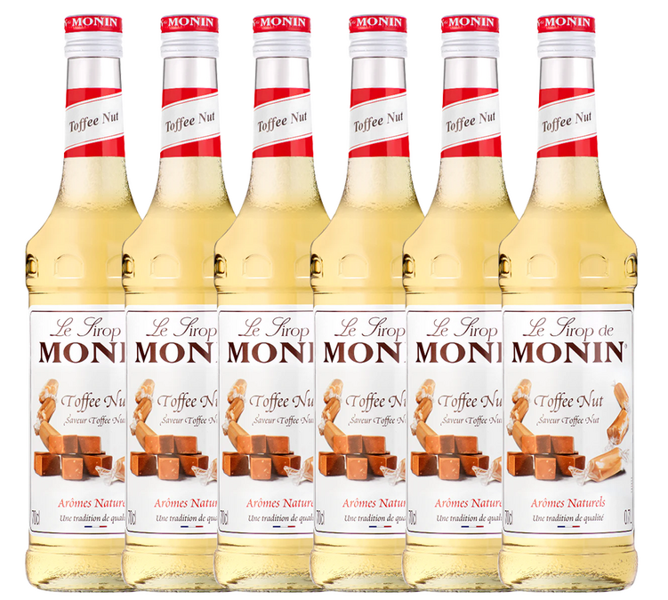 6 x Monin-sirap – karamell- och nötsmak, 70 cl.