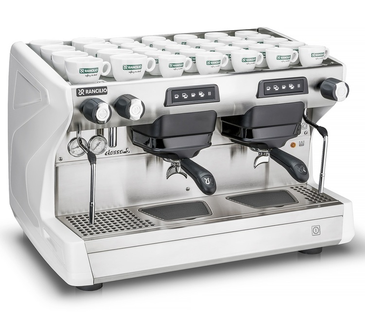 Profesjonalny ekspres do kawy Rancilio Classe 5 USB, 2 grupy, biały.
