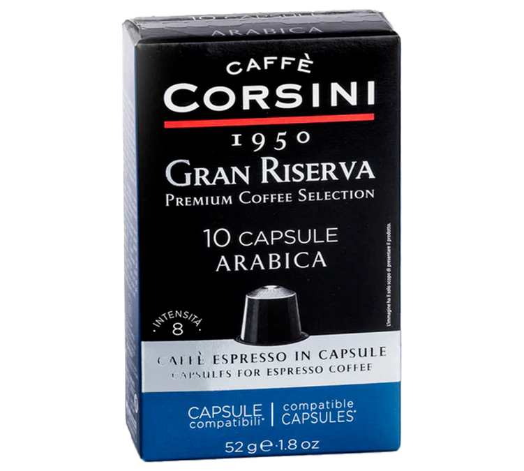 10 kapslar, kompatibla med Nespresso* Original, Gran Riserva Arabica – CORSINI
