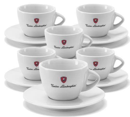 Conjunto de 6 chávenas e pires brancos da Tonino Lamborghini
