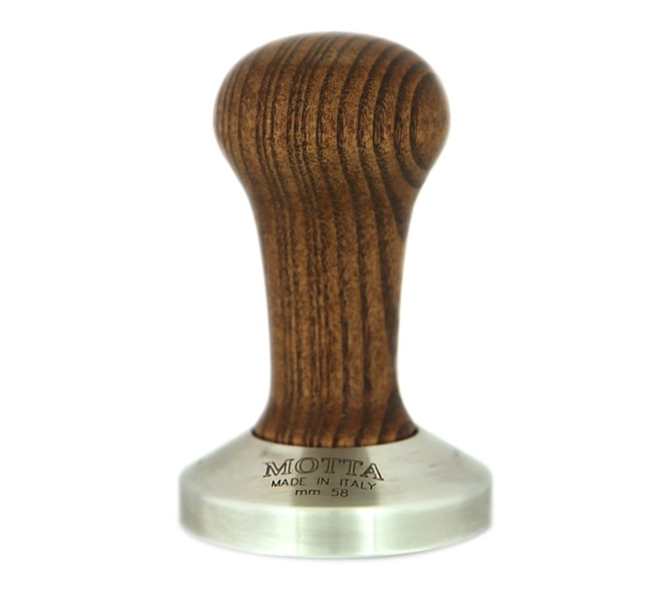 Tamper café MOTTA 58 mm base acier convexe et manche bois foncé