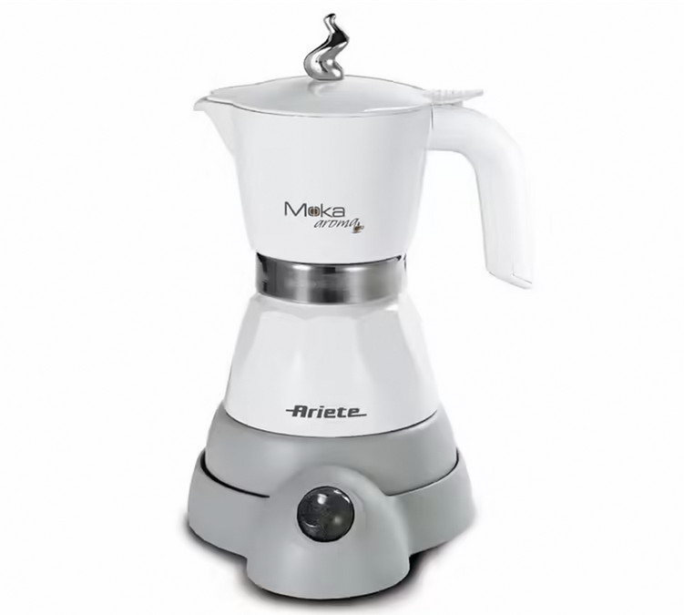 Cafeteira italiana elétrica – Moka Aroma Elettrica branca – para 4 chávenas / 20 cl – ARIETE