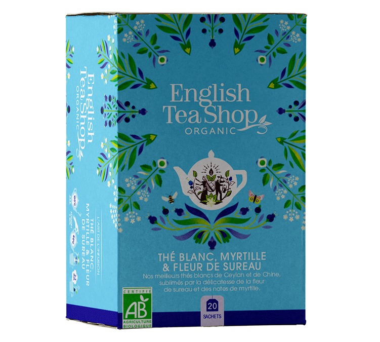 Organic White Tea with Elderflower and Blueberries - 20 sachets - ENGLISH TEA SHOP