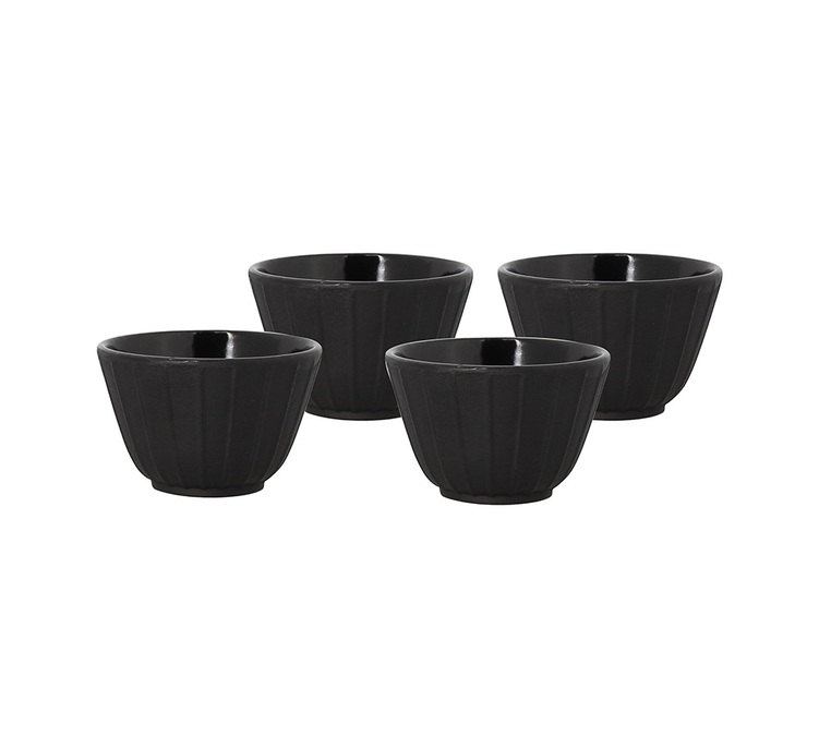 Set van 4 zwarte gietijzeren bekers van 12 cl - The Kitchenette