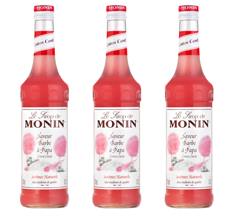 „Monin“ sirupų rinkinys – „Barbe à Papa“ skonis – 3 buteliai po 70 cl.