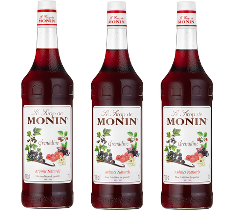 Confezione da 3 sciroppi Monin – Granatina – 3 bottiglie da 1 litro