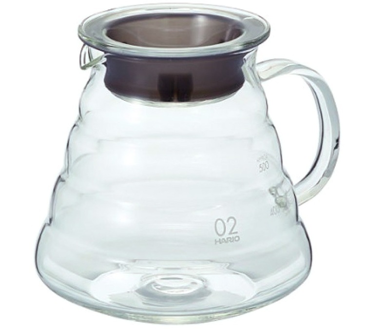 Hario-kan met standaard, geschikt voor 2 tot 5 kopjes, gemaakt van glas, voor gebruik met de V60.