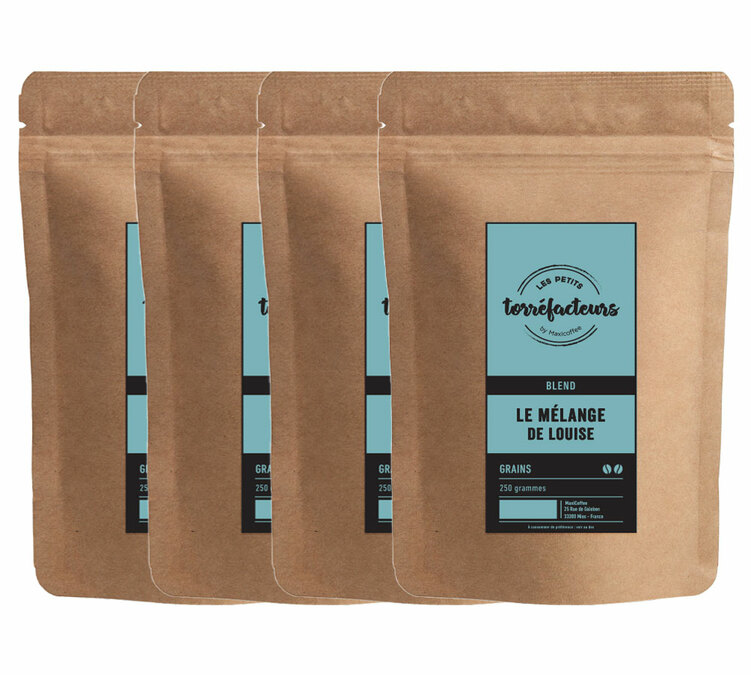 4 x 250 g - Café em grão - O Blend de Louise (com notas amadeiradas) - LES PETITS TORRÉFACTEURS