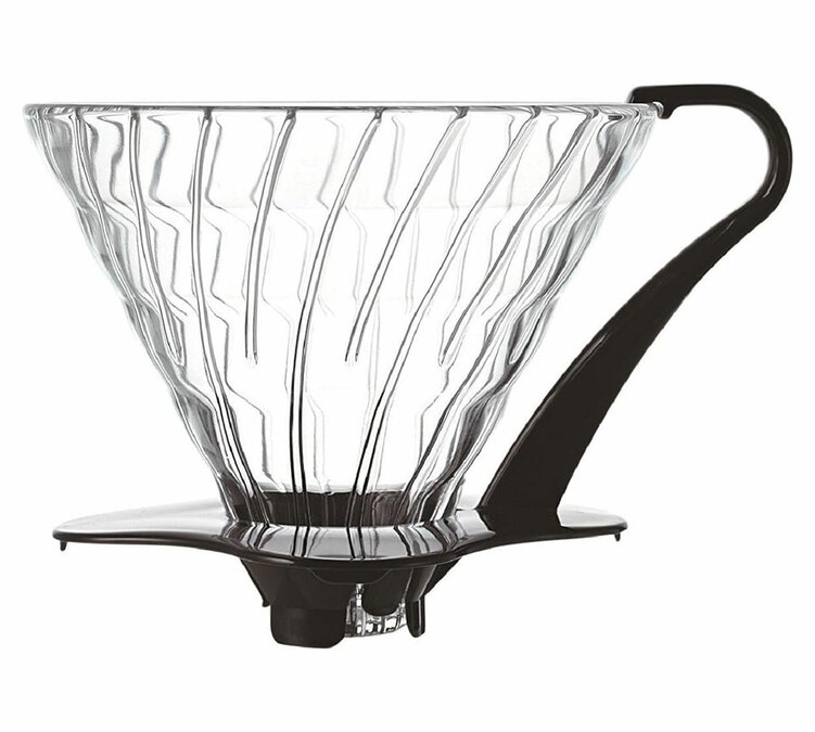 Стъклена кана HARIO V60 VDG-03-B за приготвяне на кафе, подходяща за 1 до 4 чаши.