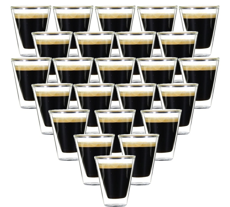 24 sztuki podwójnych szklanek Caffeino o pojemności 8,5 cl, BORMIOLI ROCCO.
