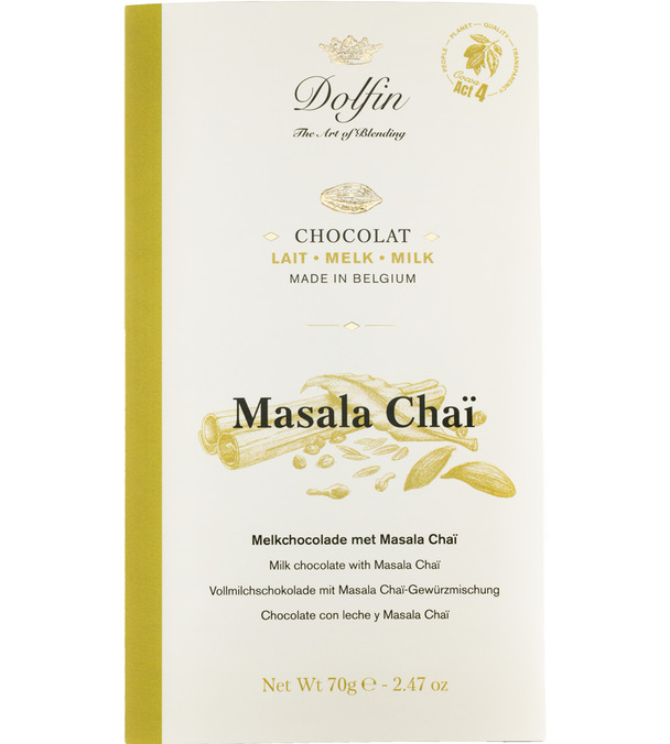 Tableta de chocolate con leche sabor masala chai – 70 g – DOLFIN