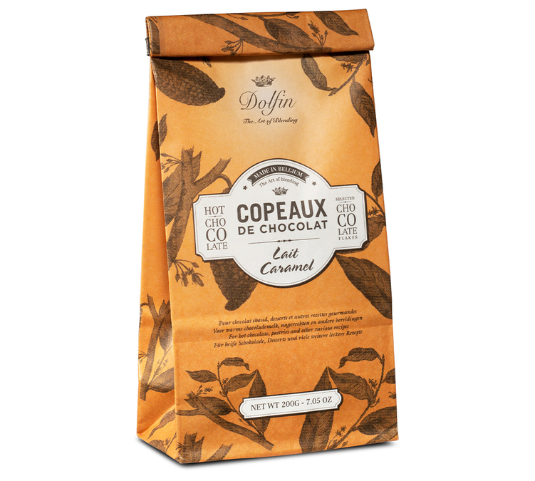 Шоколадови парченца с млечен шоколад и карамел – 200 г – DOLFIN.