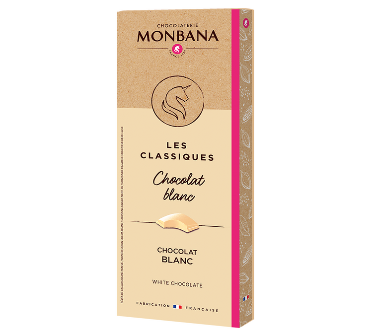 Tablete de chocolate branco com baunilha - 80 g - MONBANA