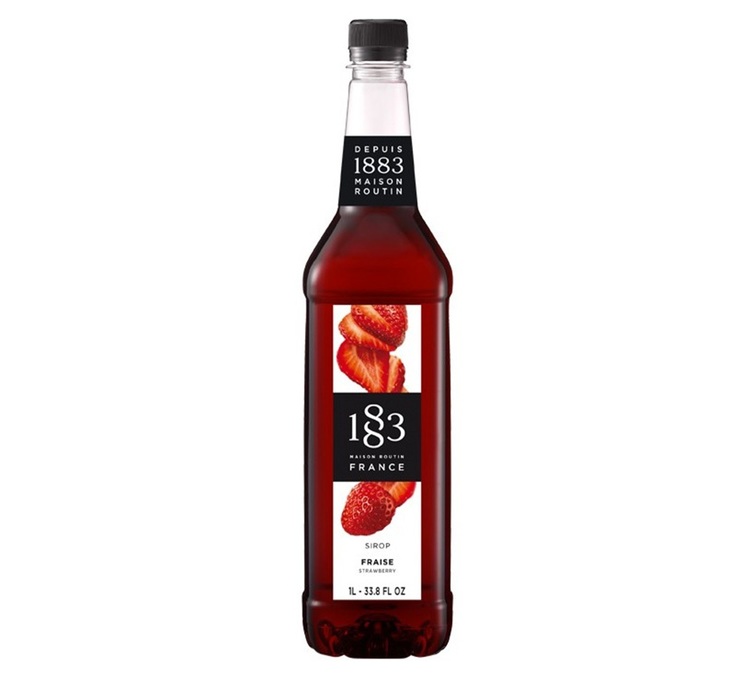 Sciroppo 1883 Routin al gusto di fragola - Bottiglia di plastica - 1 litro.