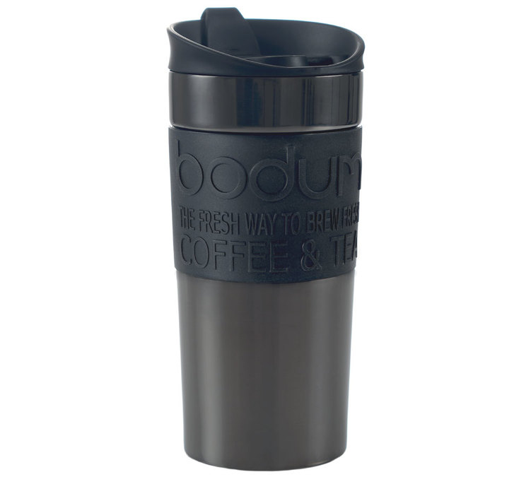 Rozsdamentes acélból készült, dupla falú utazó bögre, fekete színű, 35 cl - Bodum