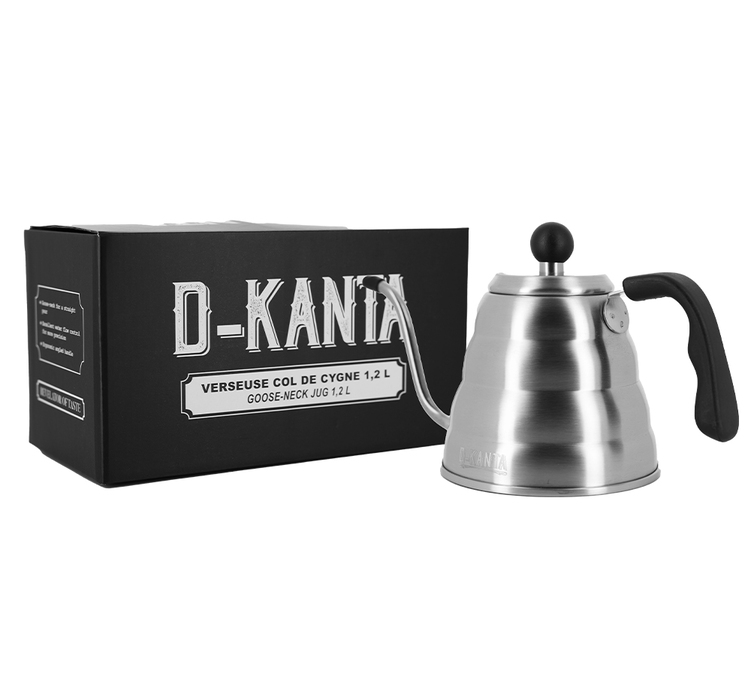Nerūdijančio plieno indas su snapeliu „D-KANTA“, talpa 1,2 l, su dangteliu.