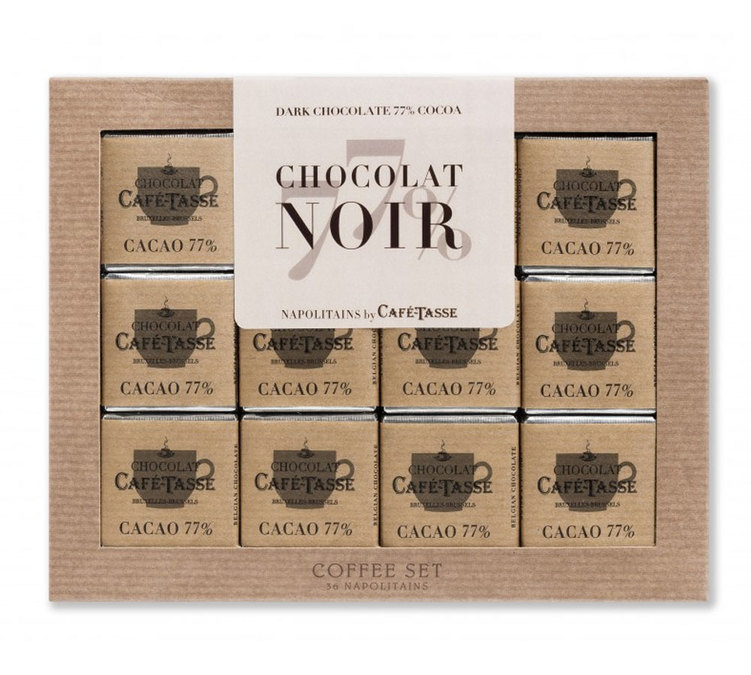 Zestaw kawowy „Chocolat Extra Noir 77% Cacao” – 36 pralinek – CAFÉ TASSE.