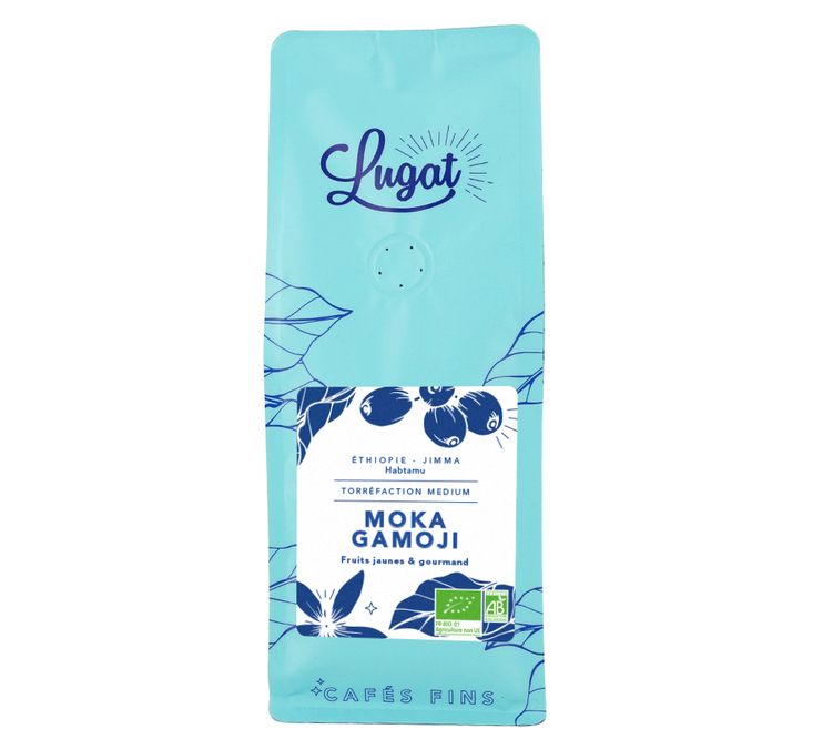 250 g – mielona kawa – Etiopia Moka Gamoji, uniwersalne mielenie, produkt ekologiczny – LUGAT.