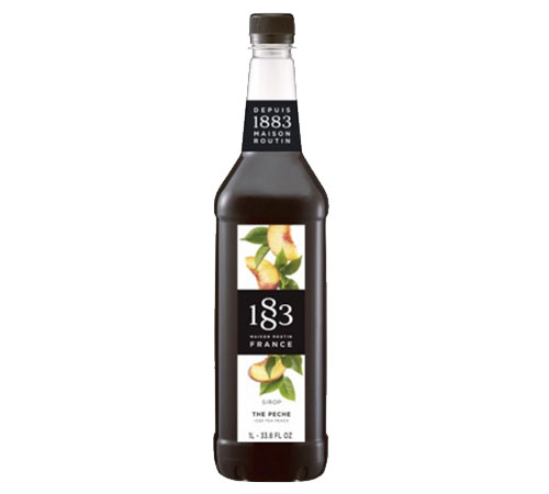 Jarabe 1883 Routin, sabor a melocotón. Envase de plástico, 1 litro.