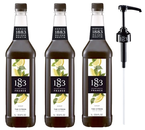 Sirup od čaja i limuna za profesionalnu upotrebu – plastična boca – 3 x 1 l + dozirna pumpa, 1883 ROUTIN.