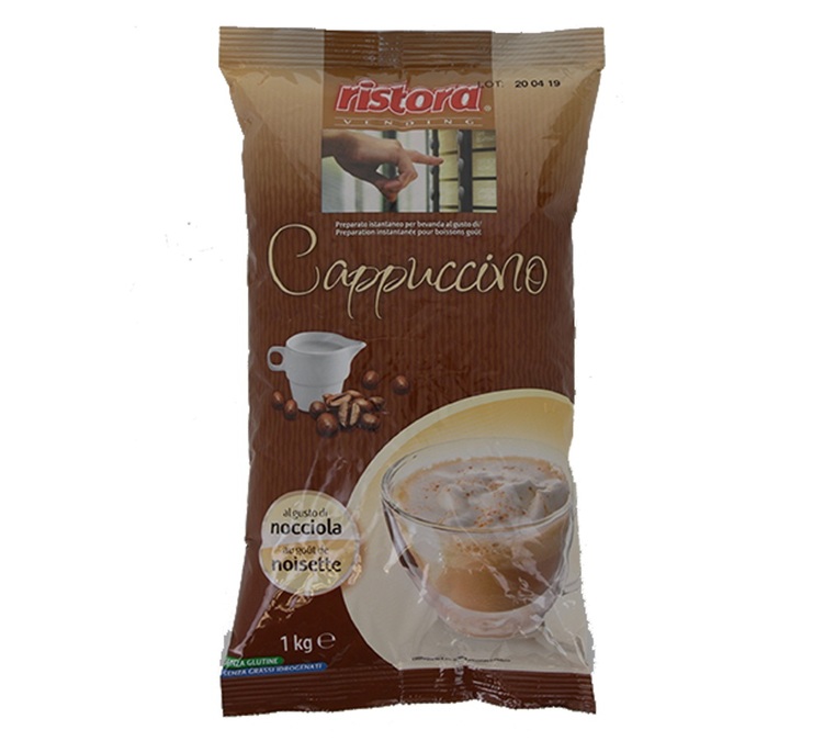 1 kg snabbkaffepulver, cappuccino med hasselnötssmak – Ristora