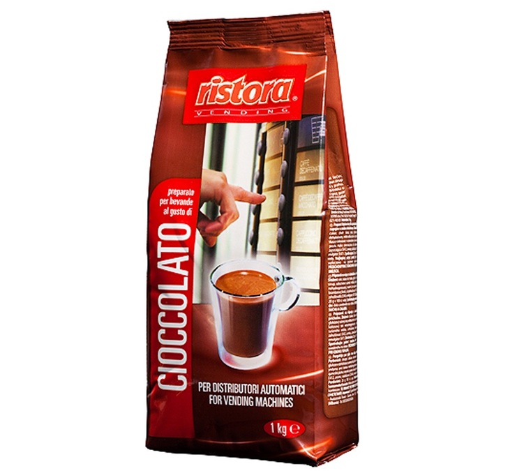 Cacao en polvo instantáneo para preparar bebida achocolatada, sabor chocolate rojo. Presentación a granel, 1 kg. Marca: RISTORA.