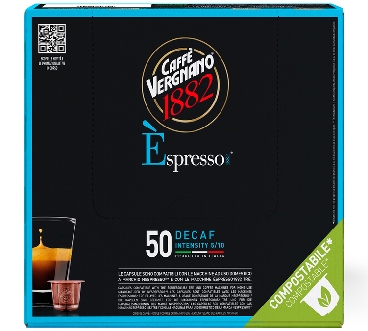 50 capsules, geschikt voor Nespresso* Original, decaffeïnerde espresso - CAFFE VERGNANO