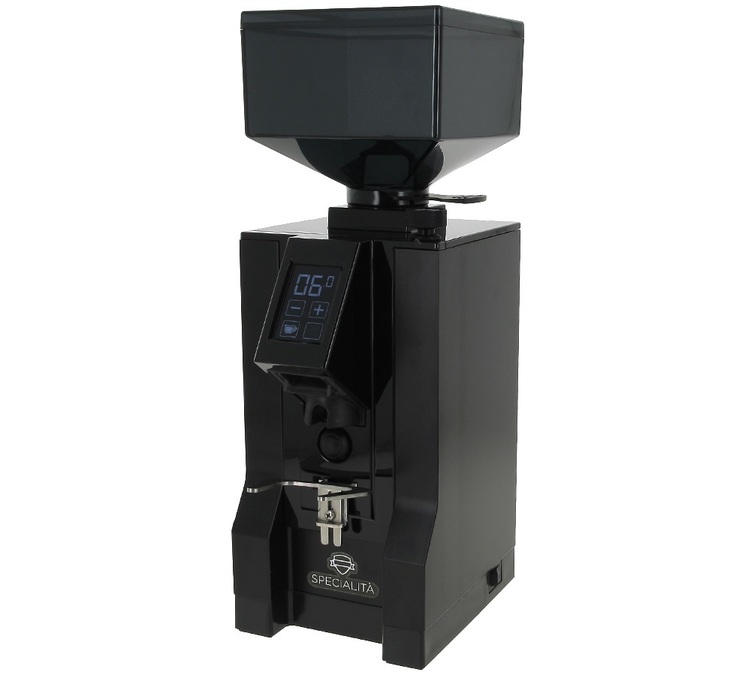 Espressomühle EUREKA Mignon Specialità Noir, mattes Design mit transparentem Bohnenbehälter.
