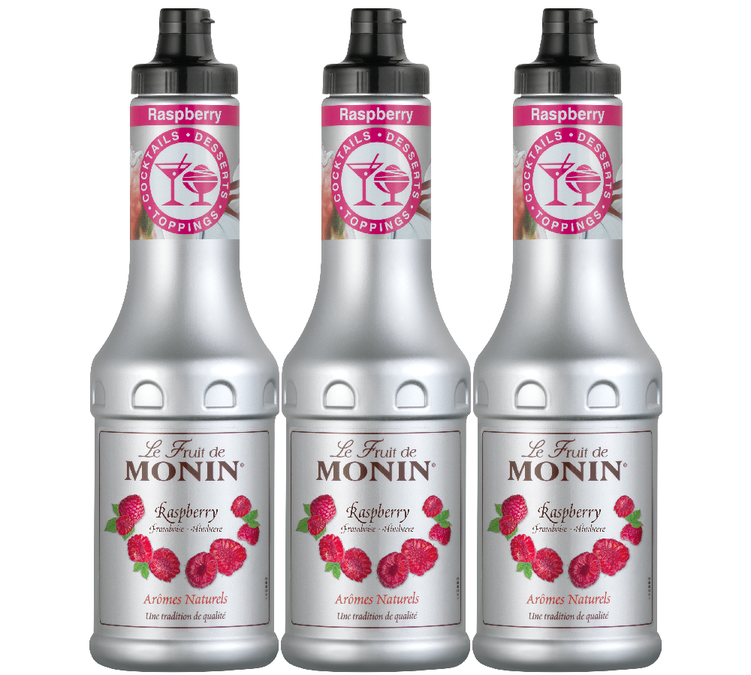 Monin-hedelmäsoseiden 3 kappaleen pakkaus – vadelma – 3 x 50 cl.