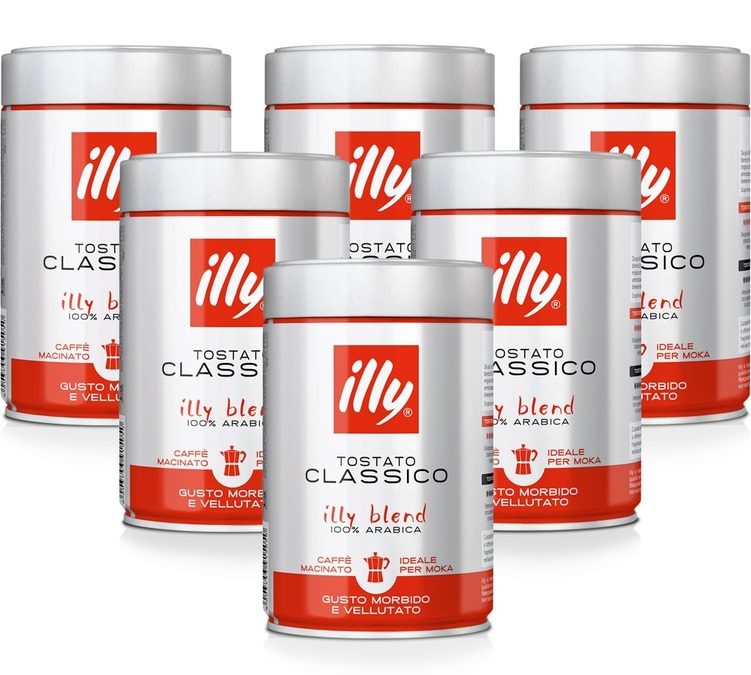 6 x 250 g - Malet kaffe - Classico special moka - ILLY