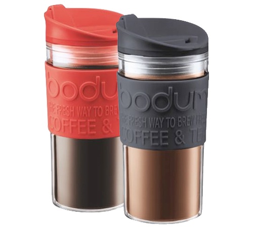 2 db-os Utazóbögre csomag duplafalú 35 cl - Fekete + Piros - Bodum