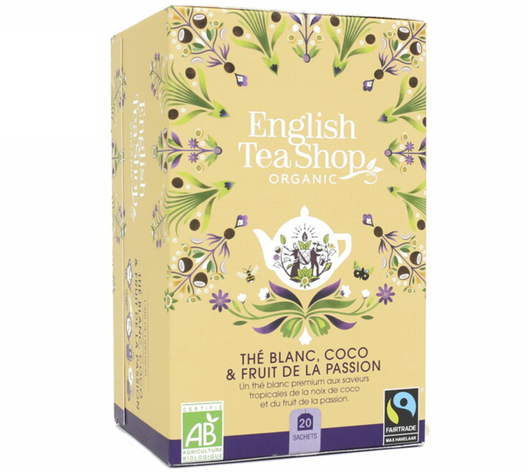 Bio & Fairtrade Weißer Tee Kokos & Passionsfrucht - 20 Beutel - FAIRTRADE - ENGLISH TEA SHOP