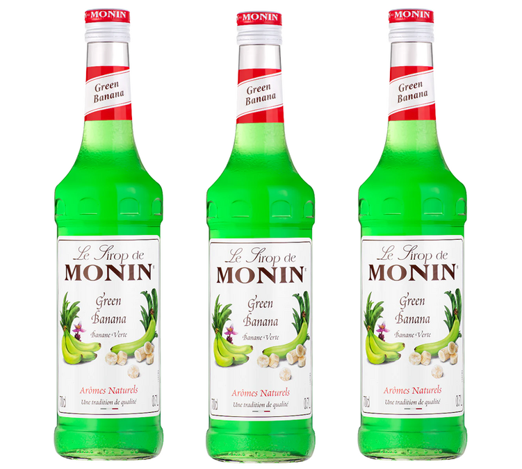 Set med 3 Siraper för Professionella - Grön Banan - x 70cl - MONIN