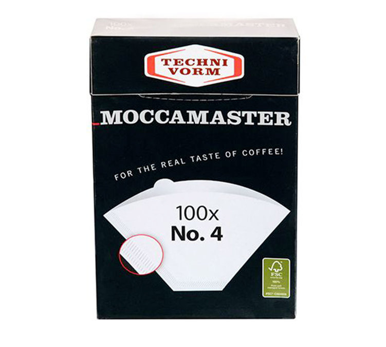100 papieren filters, maat 4, voor Moccamaster koffiezetapparaten.