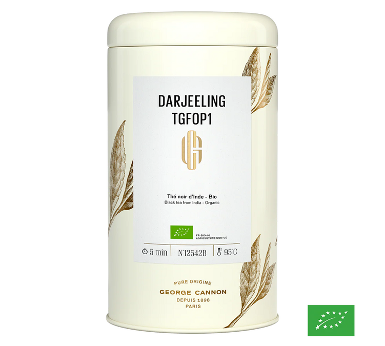 Dose Schwarzer Tee Darjeeling TGFOP1 Bio - Lose 100g - GEORGE CANNON