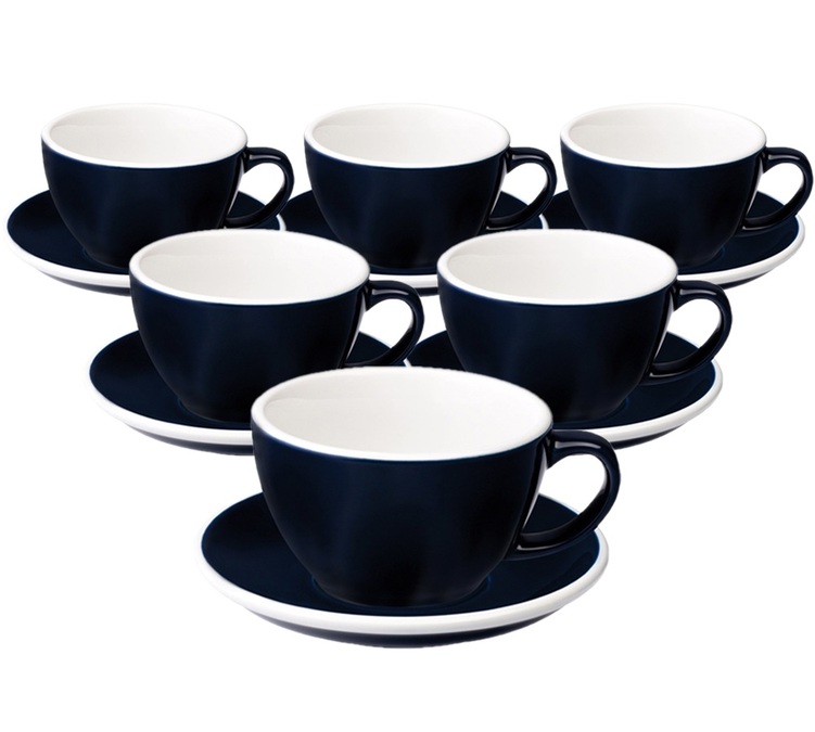 Cups - LOVERAMICS - Egg Café Latte and Saucers Denim 30cl x6