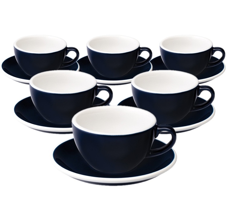 6 Cappuccino Cups and Saucers Egg 20 cl Denim - Loveramics