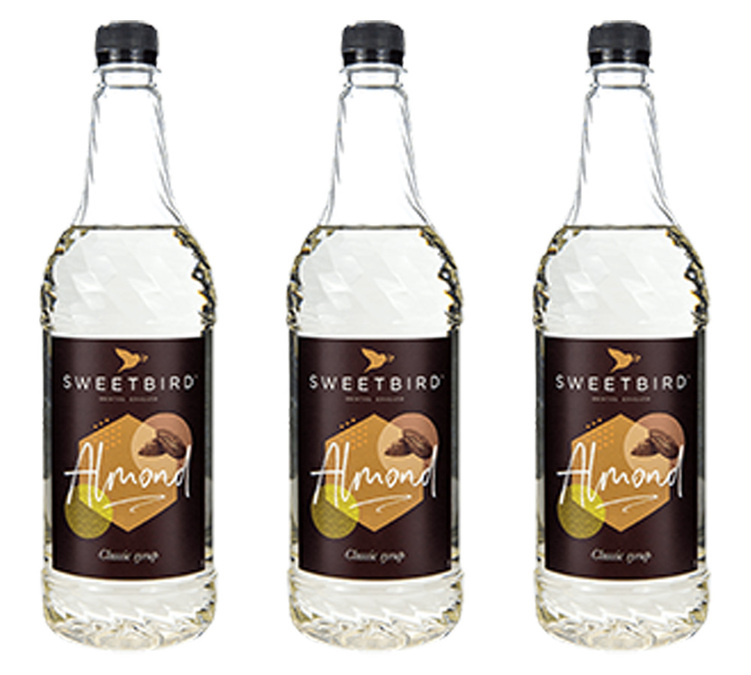 3 profesionalių migdolų sirupų rinkinys 3 x 1L – „SWEEETBIRD“