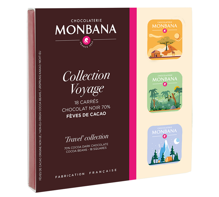 Geschenkbox Travel Collection - Zartbitterschokolade 78% - 18 Napolitains - MONBANA