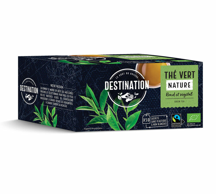 50 sachets thé vert pour professionnels nature Bio - Fairtrade - Destination