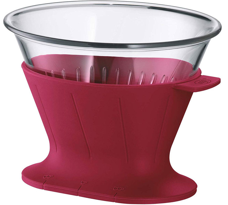 Dispensador Alfi para 2 tazas, fabricado en silicona y tritán, para cafeteras manuales – Rojo.