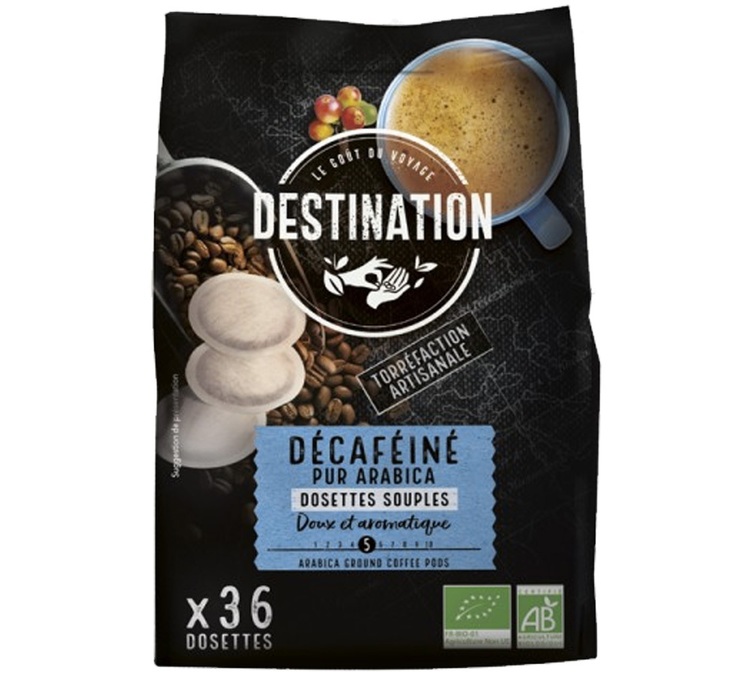 36 dosettes souples Décaféiné Bio - DESTINATION