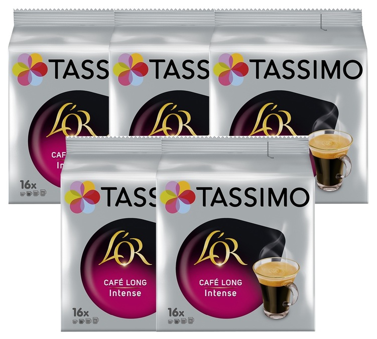 Opakowanie zawierające 80 kapsułek L'OR Café Long Intense – do ekspresów TASSIMO.