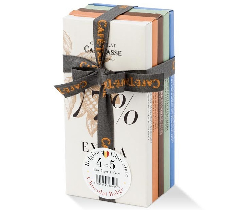 Paquete de tabletas de chocolate 4+1 gratis: 5 tabletas de 85 g cada una - CAFÉ TASSE.